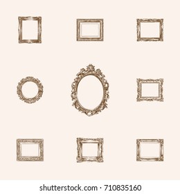 Hand Drawn Border Sketches Set. Collection Of Painting, Square, Border And Other Sketch Elements.
