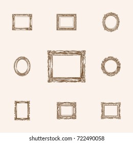 Hand Drawn Border Sketches Set. Collection Of Frame, Circle, Wallpaper And Other Sketch Elements.