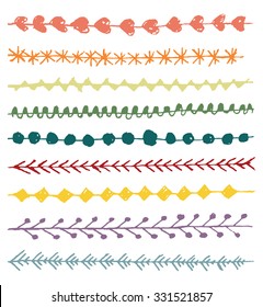Hand drawn border vector set