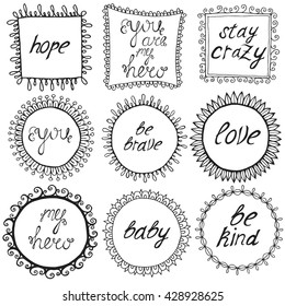 Hand drawn borders different shapes.