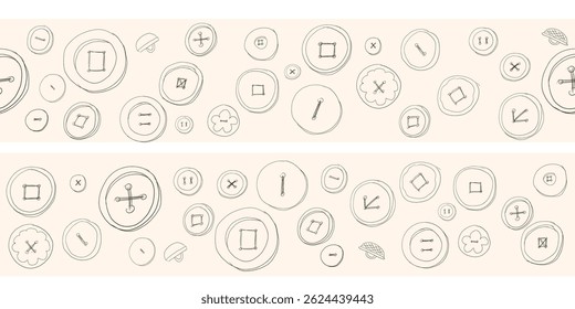 Hand drawn borders with doodle buttons for banner, card.