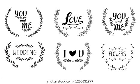 Hand Drawn Borders Elements Set Collection, floral Swirl ornament Vector