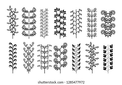 Hand Drawn Borders Elements Set Collection, floral Swirl ornament Vector