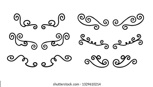 Hand Drawn Borders Elements Set Collection, floral Swirl ornament Vector