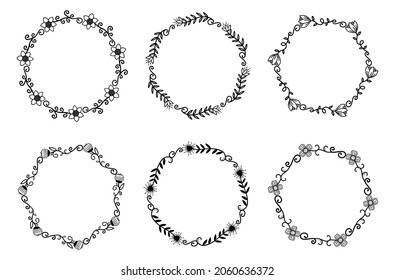 Hand Drawn Borders Elements Set Collection, floral Swirl ornament Vector