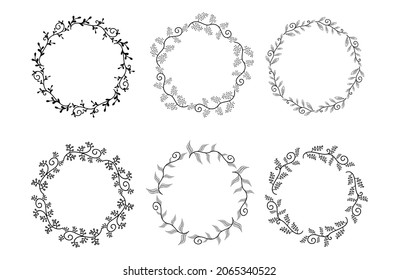 Hand Drawn Borders Elements Set Collection, floral Swirl ornament Vector