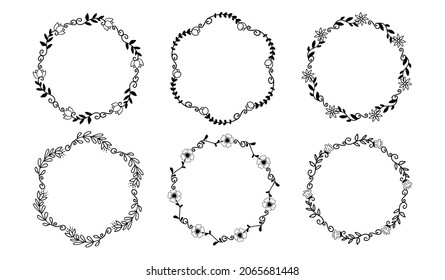 Hand Drawn Borders Elements Set Collection, floral Swirl ornament Vector