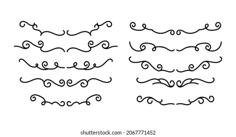 Hand Drawn Borders Elements Set Collection, floral Swirl ornament Vector