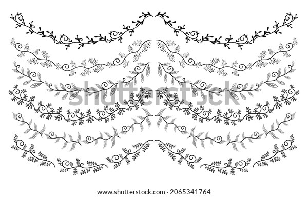 Hand Drawn Borders Elements Set Collection, floral\
Swirl ornament Vector