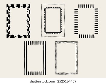 Hand drawn borders. Trendy frame for wedding invitations, menu, cards. Set of frames for digital designs. Vector