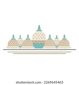 ilustración del templo budista borobudur dibujado a mano