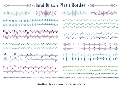 Conjunto de borde botánico dibujado a mano, ilustración vectorial