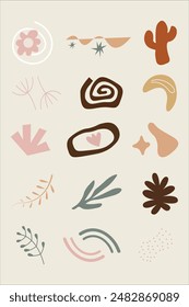 Hand Drawn Botanical Chic Bohemian Shape Vector Element Bundle