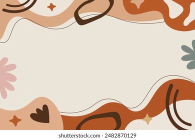 Hand Drawn Botanical Chic Bohemian Shape Vector Element Background Template