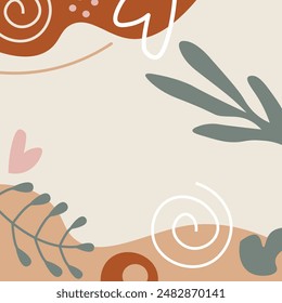 Dibujado a mano Botánico Chic Bohemia Forma Vector Elemento Plantilla de fondo