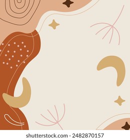 Hand Drawn Botanical Chic Bohemian Shape Vector Element Background Template