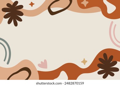 Hand Drawn Botanical Chic Bohemian Shape Vector Element Background Template