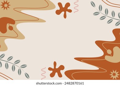 Hand Drawn Botanical Chic Bohemian Shape Vector Element Background Template