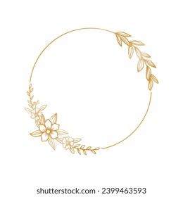 Hand drawn botanical circle frame isolated for wedding invitation