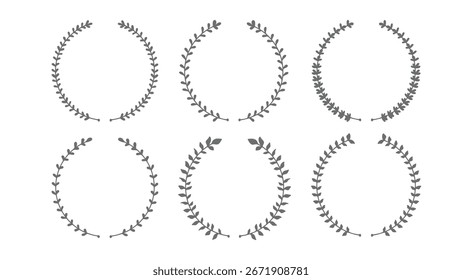 Hand drawn botanical circular wreath set. Elegant vector elements for wedding and branding.Vector illustration