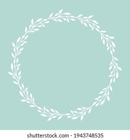 Hand drawn botanical floral laurel wreath from branches. Logo design, wedding, engagement invitations. Vintage retro style frame for beauty bio concept. Easter Christmas card