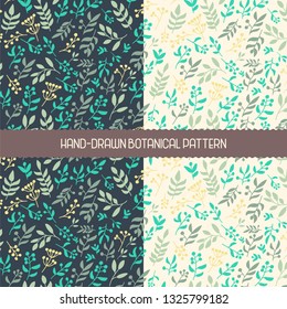 Hand Drawn Botanical Floral Pattern Background