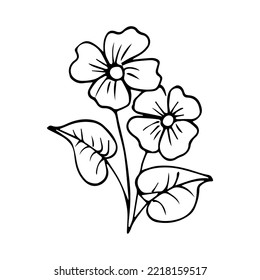 hand drawn botanical flower doodle element for floral design concept