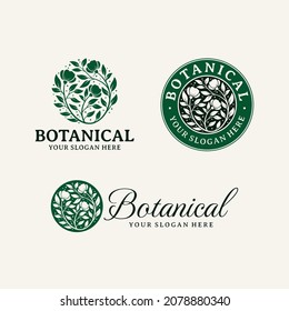Plantilla de logotipo de flor botánica dibujada a mano