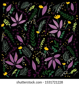 hand drawn botanical flowers  background