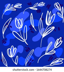 fondo de flores botánicas dibujadas a mano