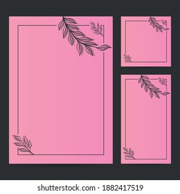 Hand Drawn Botanical Frame Border Background Template, Paper Size, Vertical Banner, and Social Media Post for Wedding, Greeting, Menu, and others. Vector Illustration.