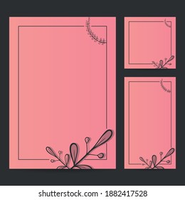Hand Drawn Botanical Frame Border Background Template, Paper Size, Vertical Banner, and Social Media Post for Wedding, Greeting, Menu, and others. Vector Illustration.
