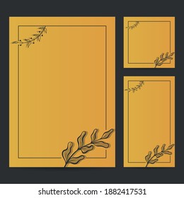 Hand Drawn Botanical Frame Border Background Template, Paper Size, Vertical Banner, and Social Media Post for Wedding, Greeting, Menu, and others. Vector Illustration.
