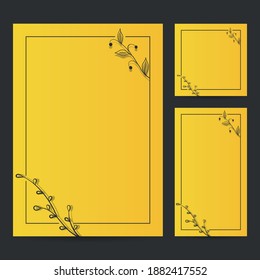 Hand Drawn Botanical Frame Border Background Template, Paper Size, Vertical Banner, and Social Media Post for Wedding, Greeting, Menu, and others. Vector Illustration.
