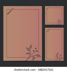 Hand Drawn Botanical Frame Border Background Template, Paper Size, Vertical Banner, and Social Media Post for Wedding, Greeting, Menu, and others. Vector Illustration.