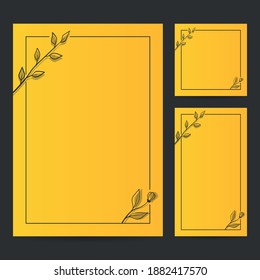Handgezeichnete Botanische Rahmenbordvorlage, Papiergröße, Vertikalbanner und Social Media Post für Hochzeit, Gruß, Menü und andere. Vektorgrafik.
