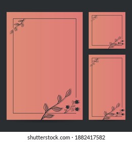 Hand Drawn Botanical Frame Border Background Template, Paper Size, Vertical Banner, and Social Media Post for Wedding, Greeting, Menu, and others. Vector Illustration.
