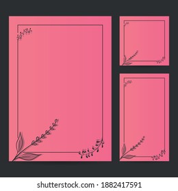 Hand Drawn Botanical Frame Border Background Template, Paper Size, Vertical Banner, and Social Media Post for Wedding, Greeting, Menu, and others. Vector Illustration.