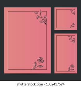 Hand Drawn Botanical Frame Border Background Template, Paper Size, Vertical Banner, and Social Media Post for Wedding, Greeting, Menu, and others. Vector Illustration.