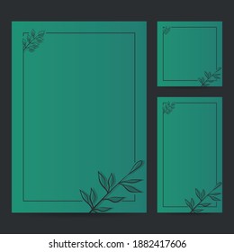 Hand Drawn Botanical Frame Border Background Template, Paper Size, Vertical Banner, and Social Media Post for Wedding, Greeting, Menu, and others. Vector Illustration.