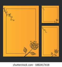 Hand Drawn Botanical Frame Border Background Template, Paper Size, Vertical Banner, and Social Media Post for Wedding, Greeting, Menu, and others. Vector Illustration.