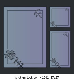Handgezeichnete Botanische Rahmenbordvorlage, Papiergröße, Vertikalbanner und Social Media Post für Hochzeit, Gruß, Menü und andere. Vektorgrafik.