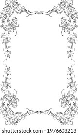 Hand Drawn Botanical Frame Gorgeous Floral Frame 