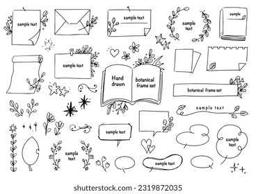 Hand drawn botanical frame set