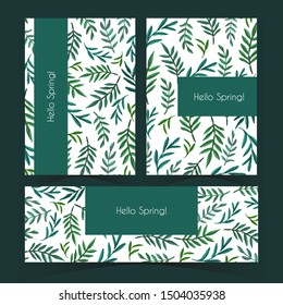 Hand drawn botanical hello spring card collection, Marigold