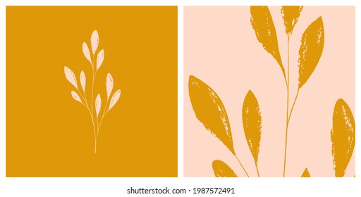 Hand drawn botanical illustration. Trendy ink drawn texture  floral element.