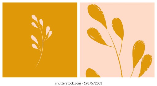 Hand drawn botanical illustration. Trendy ink drawn texture  floral element.