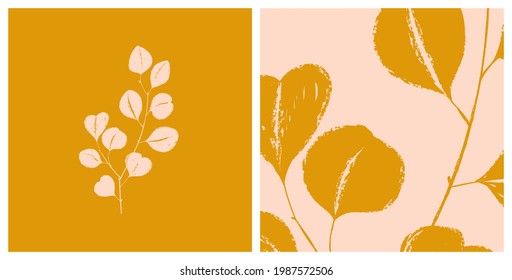 Hand drawn botanical illustration. Trendy ink drawn texture  floral element.
