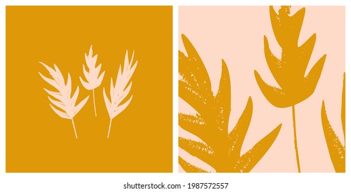 Hand drawn botanical illustration. Trendy ink drawn texture  floral element.