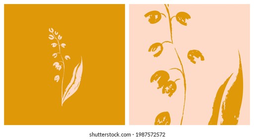 Hand drawn botanical illustration. Trendy ink drawn texture  floral element.